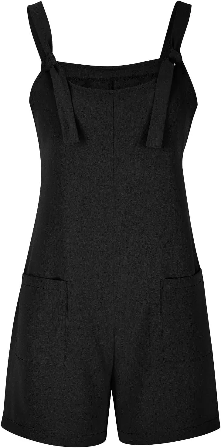 Womens Jumpsuits Shorts Summer Casual Sleeveless One Piece Romper Adjustable Strap Bib Overalls Loose Fit Shorts