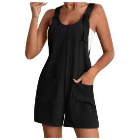 Womens Jumpsuits Shorts Summer Casual Sleeveless One Piece Romper Adjustable Strap Bib Overalls Loose Fit Shorts