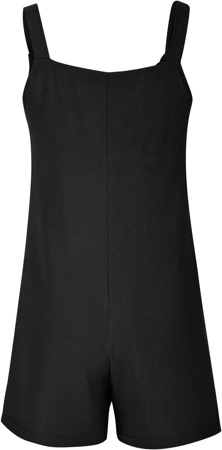 Womens Jumpsuits Shorts Summer Casual Sleeveless One Piece Romper Adjustable Strap Bib Overalls Loose Fit Shorts