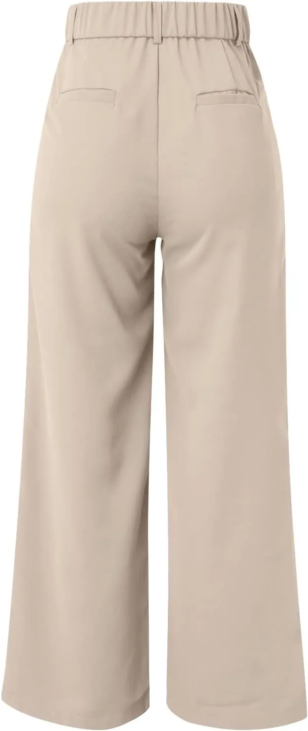 Womens Linen Blend Summer Casual Loose Pant Trousers High Waist Straight Slim Fit Pants Travel
