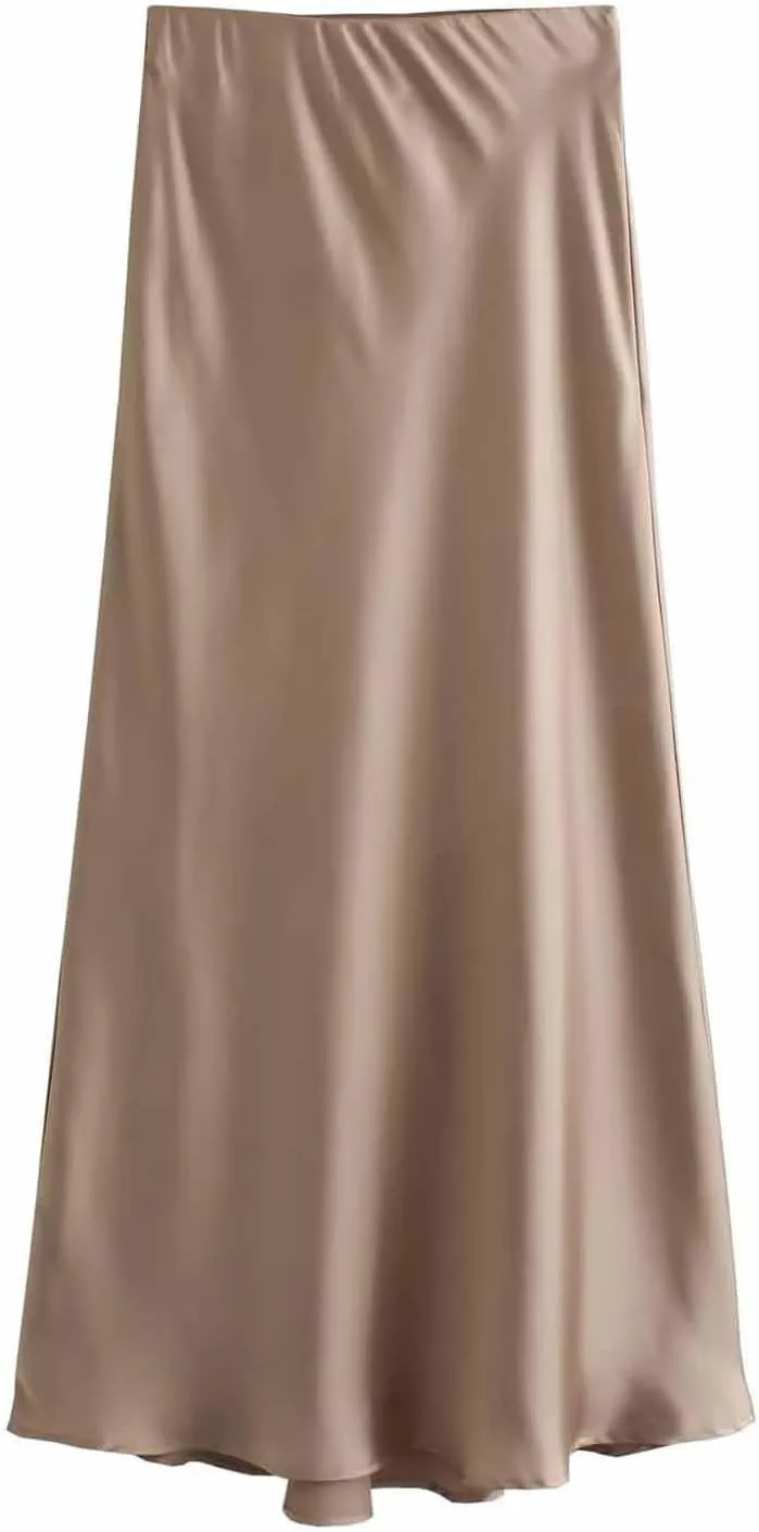 Women's Long Skirt Dressy Casual High Waisted A Line Flowy Ruffle Elegant Party Skirts Trendy Comfortable Solid Skirt