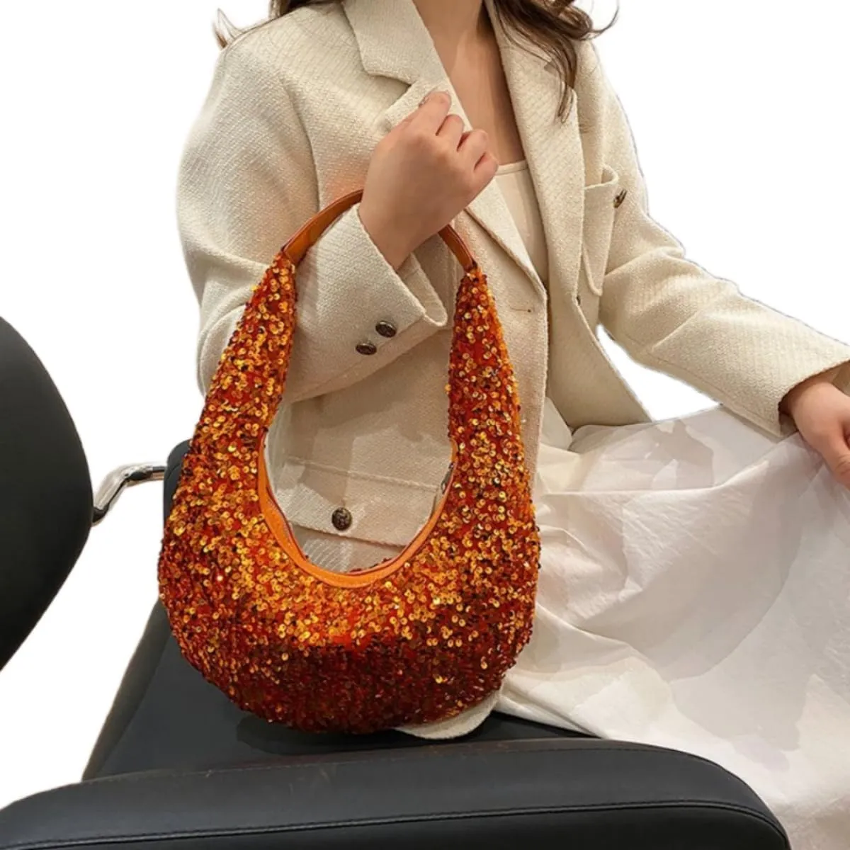 Womens Mermaid Sequins Shoulder Bag Reversible Sequin Handbag Purse Sparkling Tote Shiny Hobo Bag