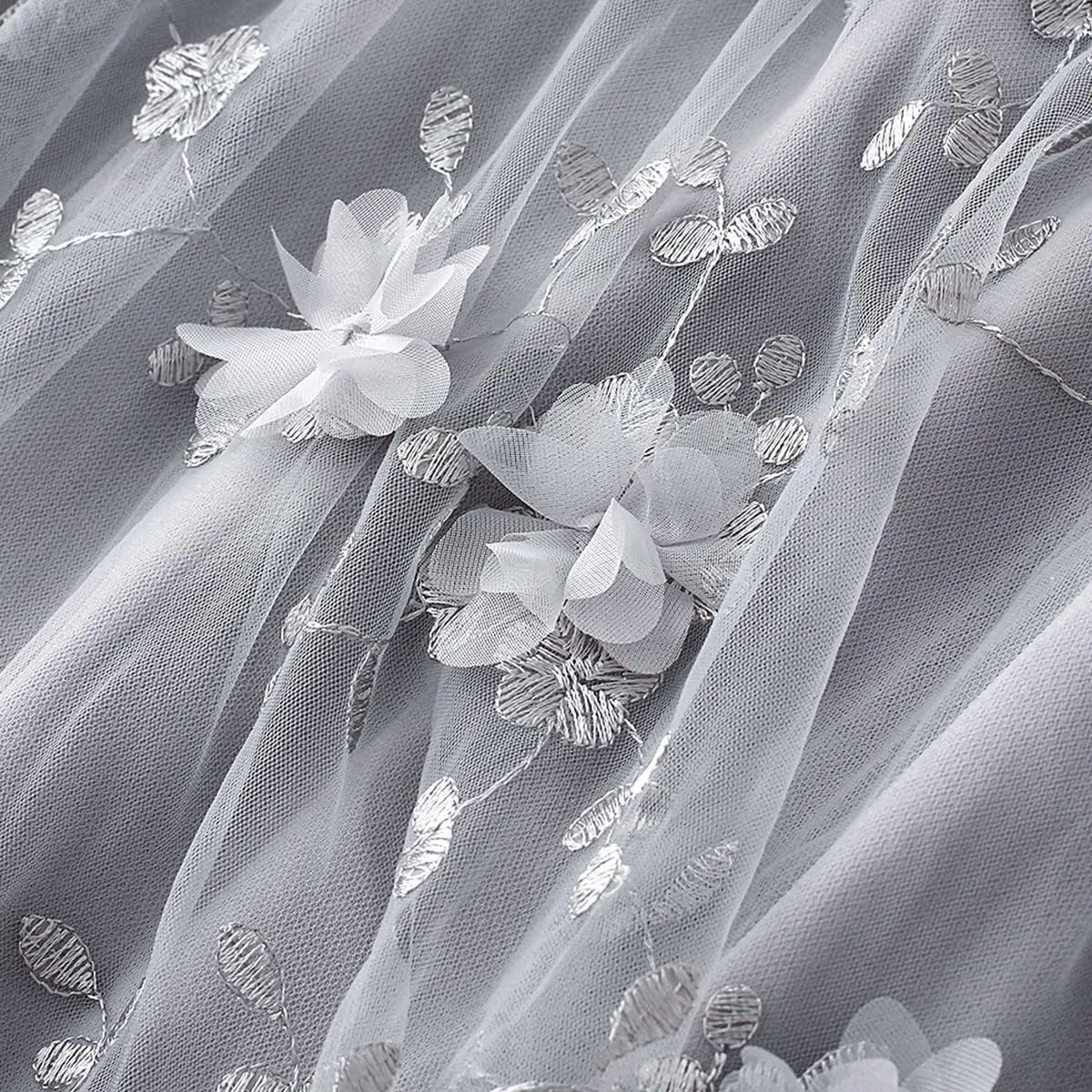 Women's Midi Length Skirt Layered Tulle A Line Skirts Embroidery/Floral Print Elastic Waist