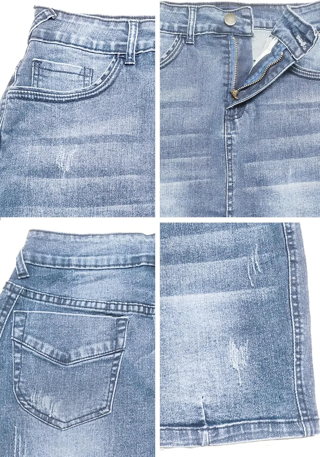 Womens Mini Jean Skirt Stretchy High Waist Denim Bodycon Short Skirts for Women with Pockets
