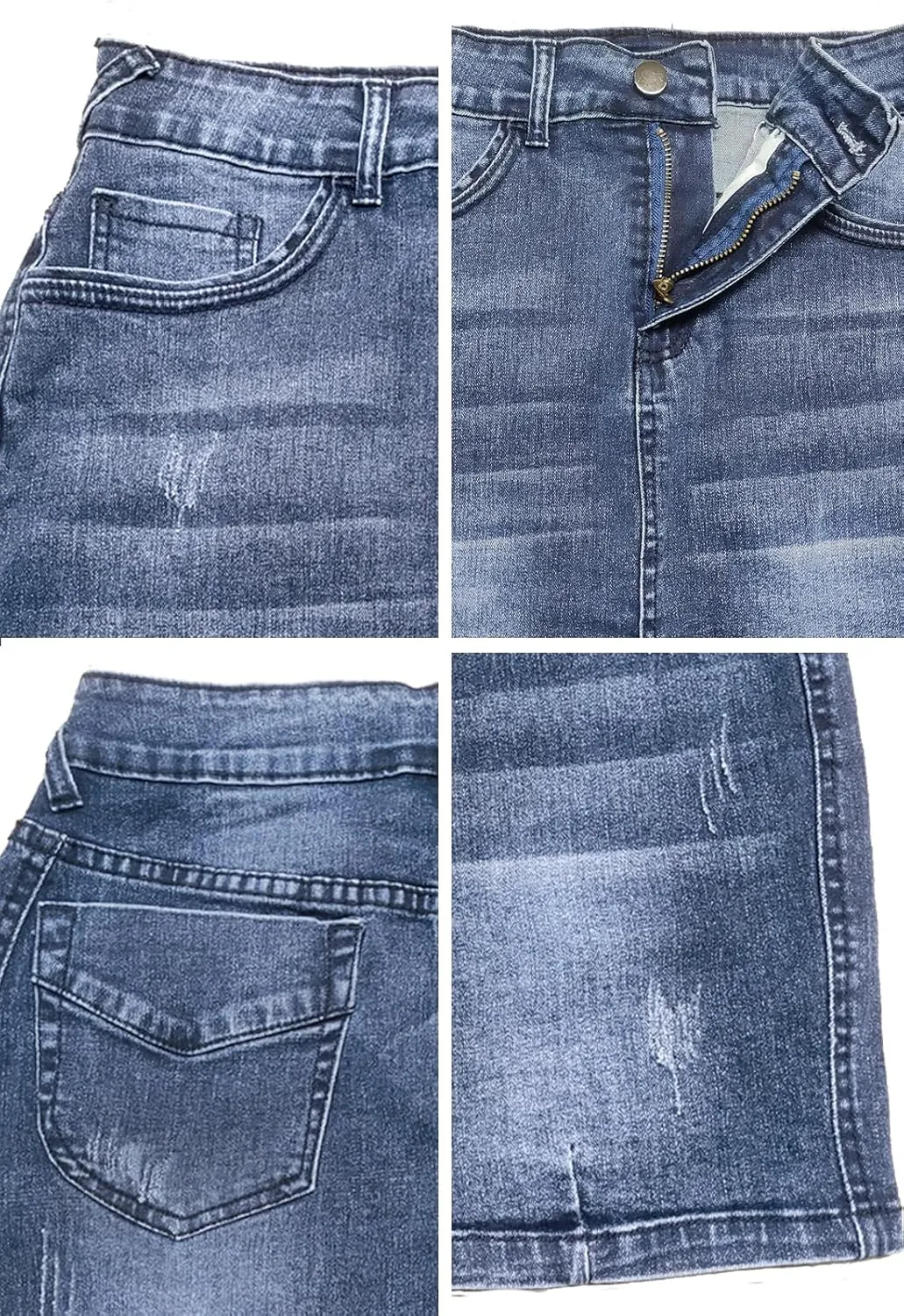 Womens Mini Jean Skirt Stretchy High Waist Denim Bodycon Short Skirts for Women with Pockets