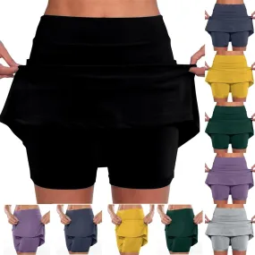Women's Mini Skort High Waisted Pleated Tennis Skirts with Pockets Tummy Control Casual Golf Inner Shorts Athletic Running