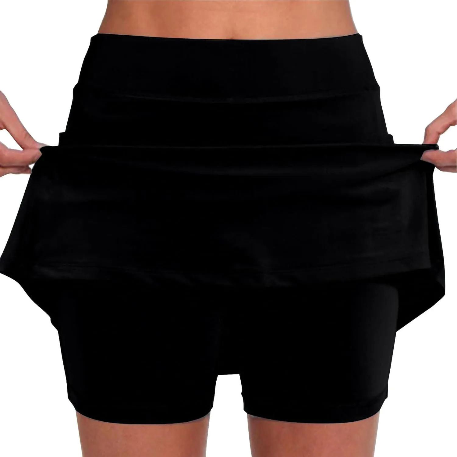 Women's Mini Skort High Waisted Pleated Tennis Skirts with Pockets Tummy Control Casual Golf Inner Shorts Athletic Running