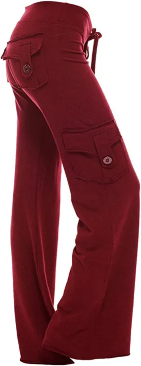 Womens Palazzo Yoga Pants Wide Leg Cargo Pants High Waist with Pockets Stretch Work Travel Casual Sweatpants Plus Size