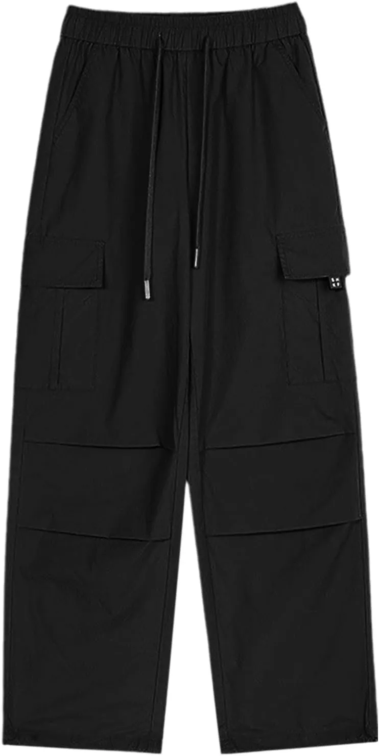 Womens Parachute Cargo Pants Quick Dry Lightweight Hiking Pant Workout Drawstring Elastic Waist Trousers with Pockets