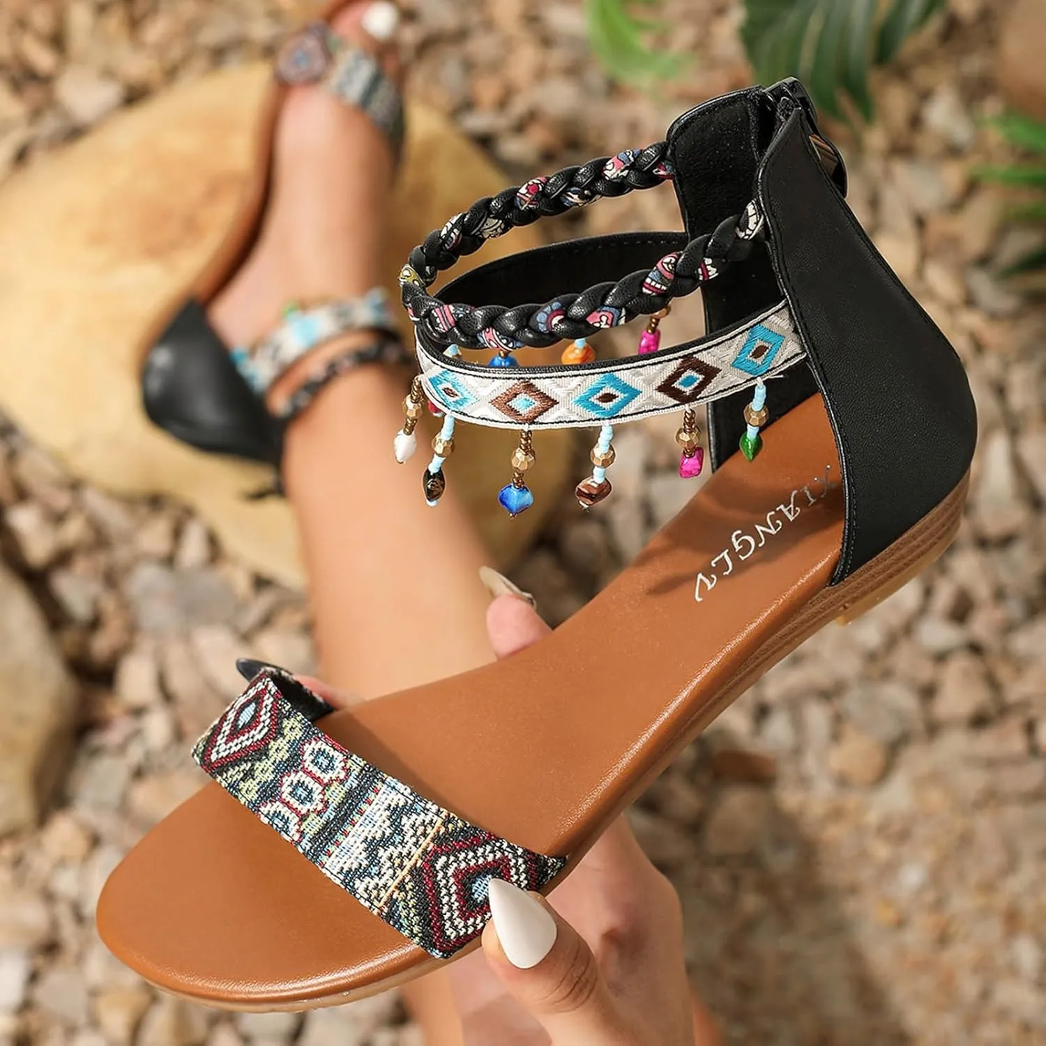 Women's Sandals Flat Sandals for Women Dressy Womens Flat for Women with Arch Support Comfort Open Toe Slingback Shoes