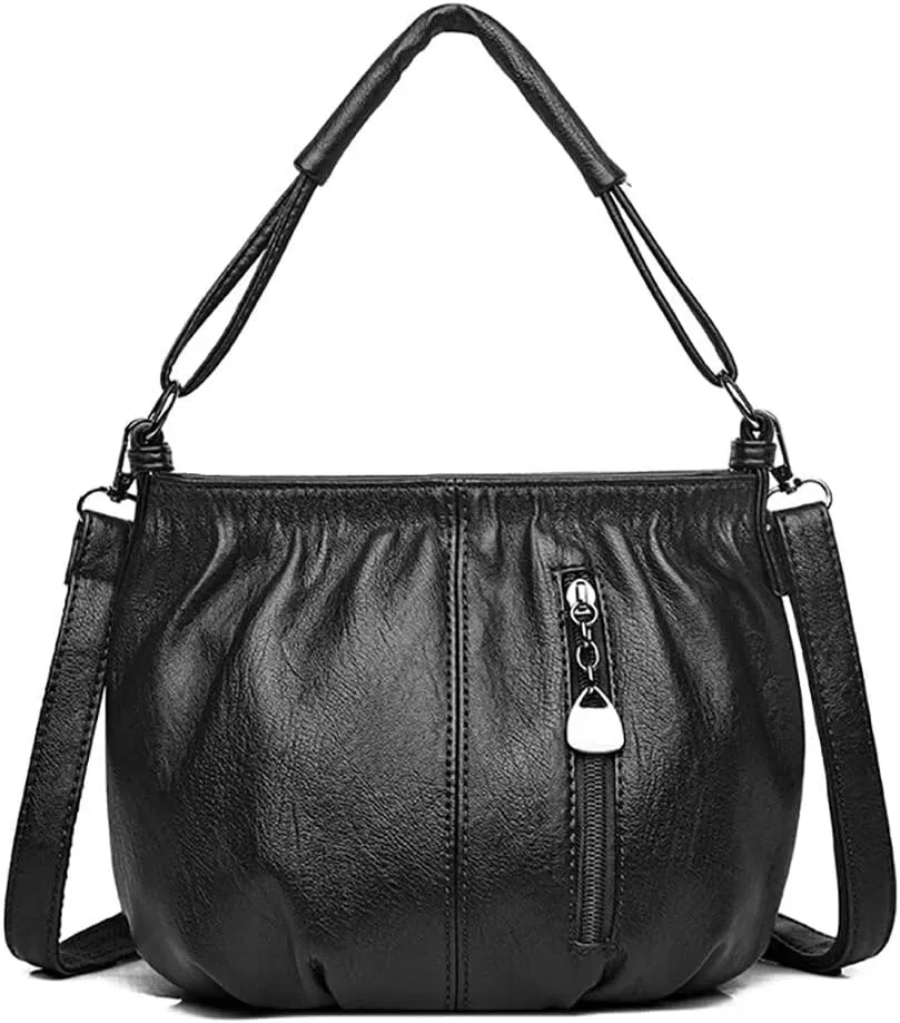 Womens Satchel Purse Designer Small Crossbody Purse Vintage Shoulder Bag Multi Pocket Handbag for Work Travel Dating