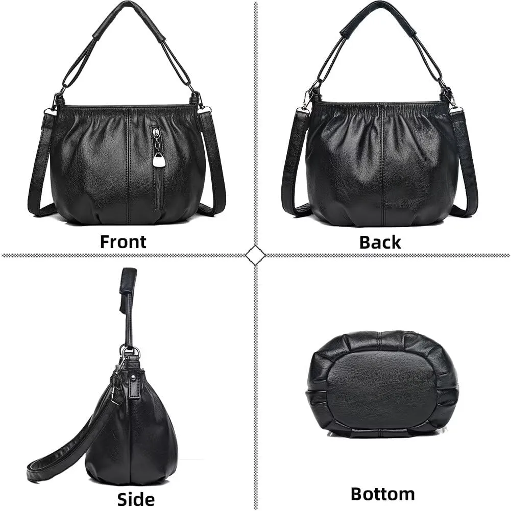 Womens Satchel Purse Designer Small Crossbody Purse Vintage Shoulder Bag Multi Pocket Handbag for Work Travel Dating