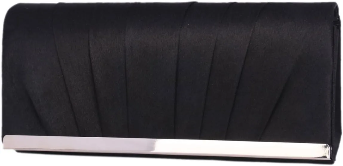 Womens Satin Clutch Pleated Evening Bag Wedding Purse