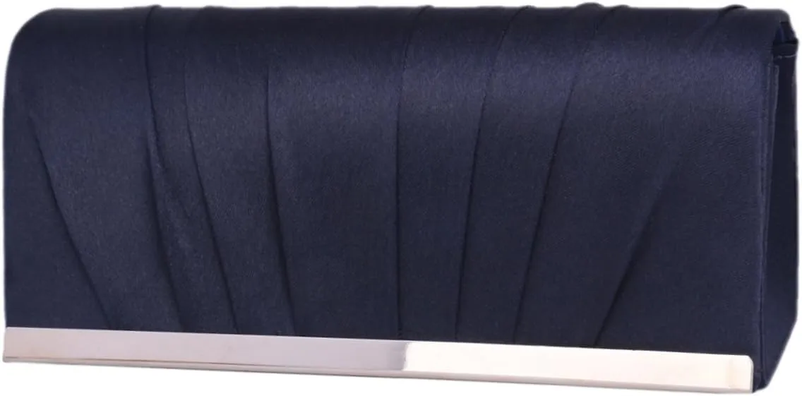 Womens Satin Clutch Pleated Evening Bag Wedding Purse