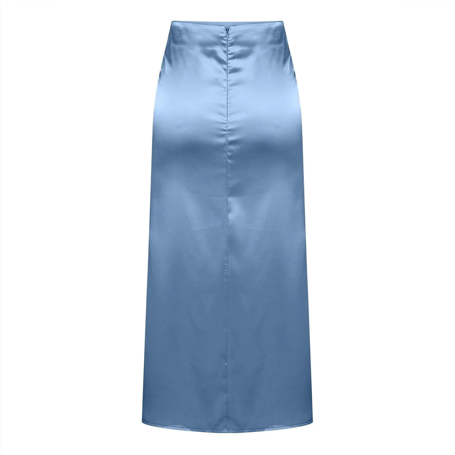 Women's Satin High Waist Maxi Skirts Slim Solid Color Mid Length Hip Fishtail Skirt High Waisted Wrapped Skirts Trendy