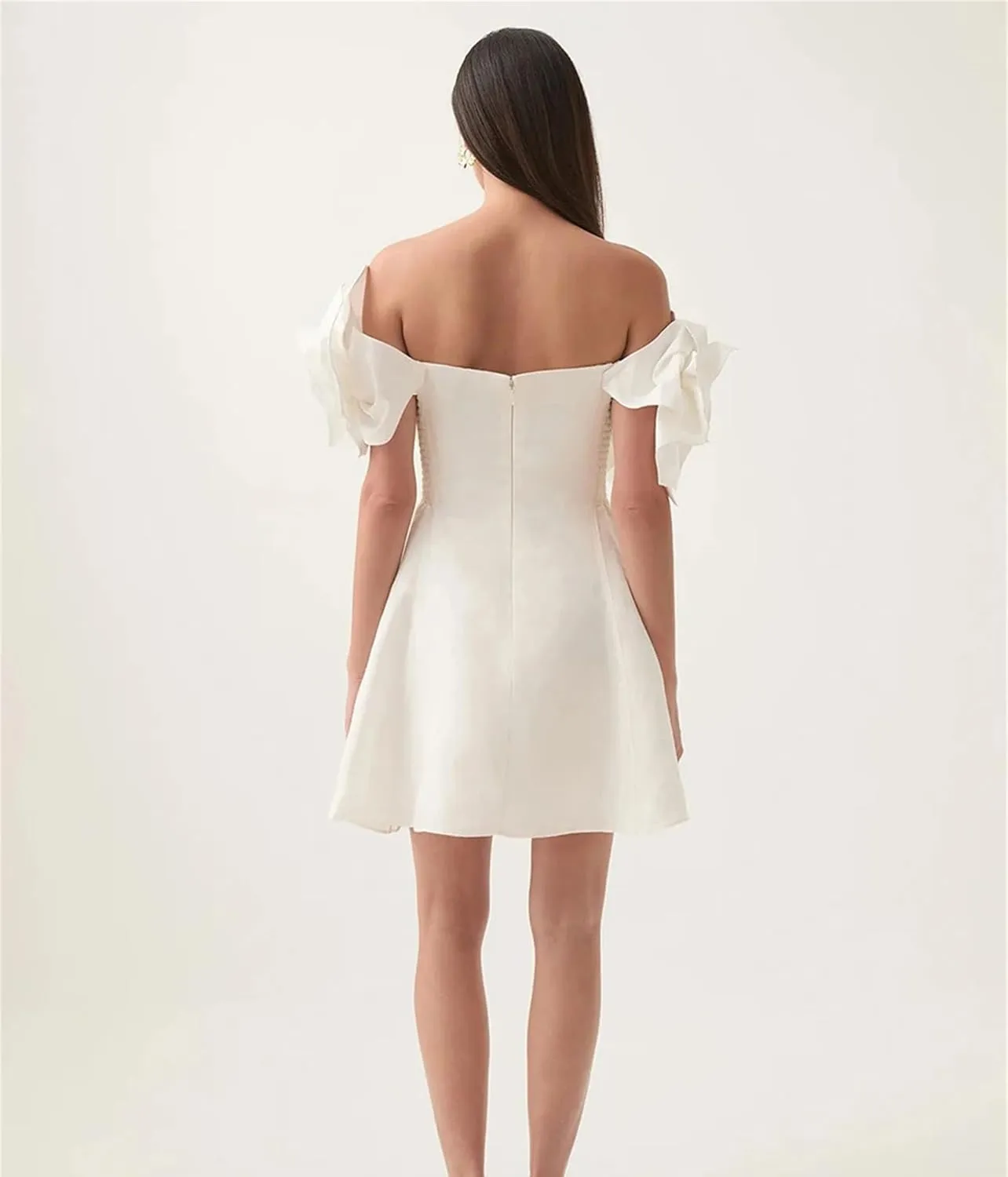 Women's Slash Neck Strapless A-LINE Dress High Waist Solid Color Slim Short Dresses