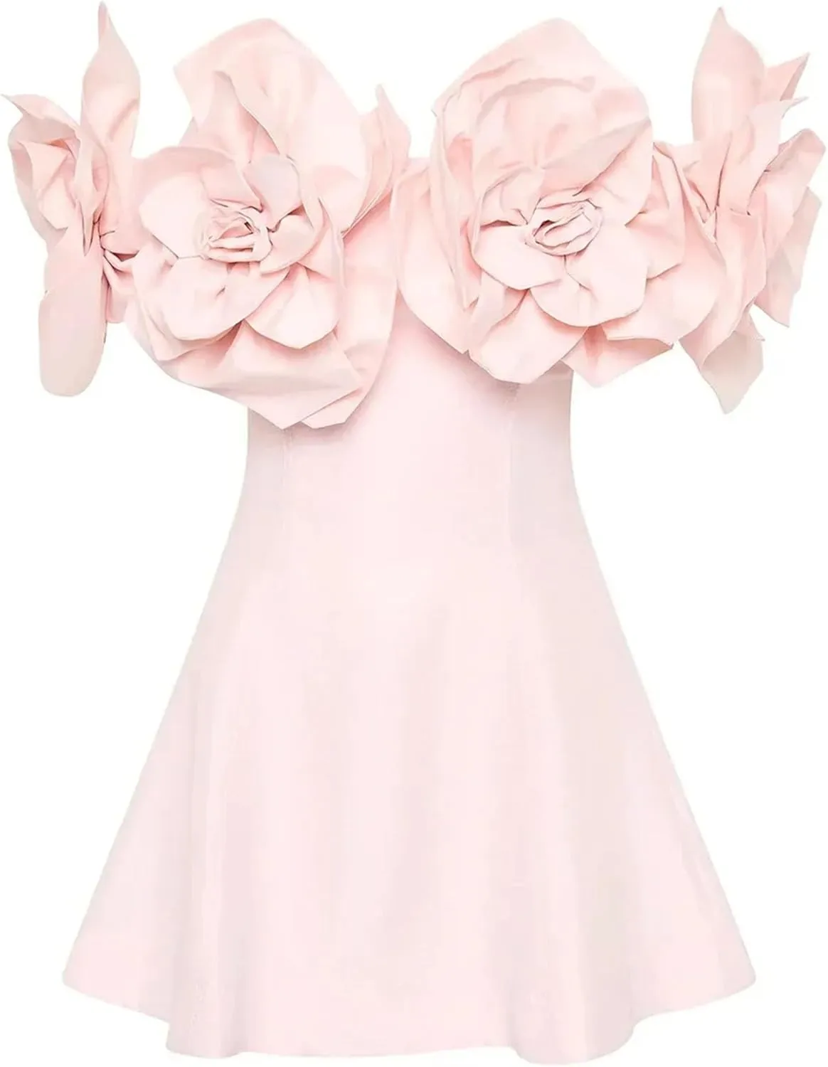 Women's Slash Neck Strapless A-LINE Dress High Waist Solid Color Slim Short Dresses