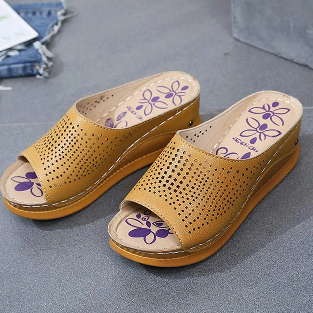 Womens Slippers Fuzzy Memory Foam Suede Plush Shoes Wedges Women's Hollow Fashion Fish Shoes Mouth Slippers