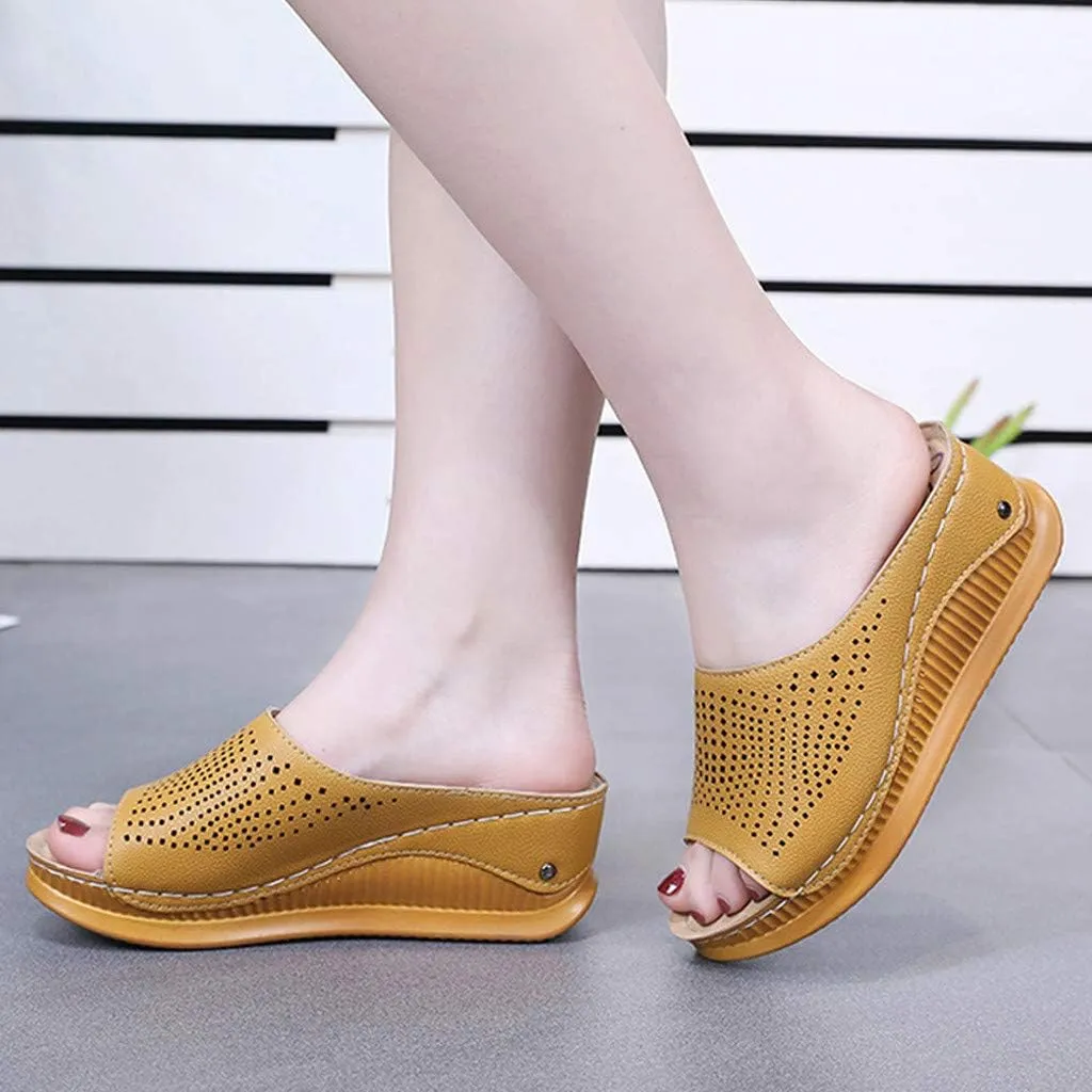 Womens Slippers Fuzzy Memory Foam Suede Plush Shoes Wedges Women's Hollow Fashion Fish Shoes Mouth Slippers