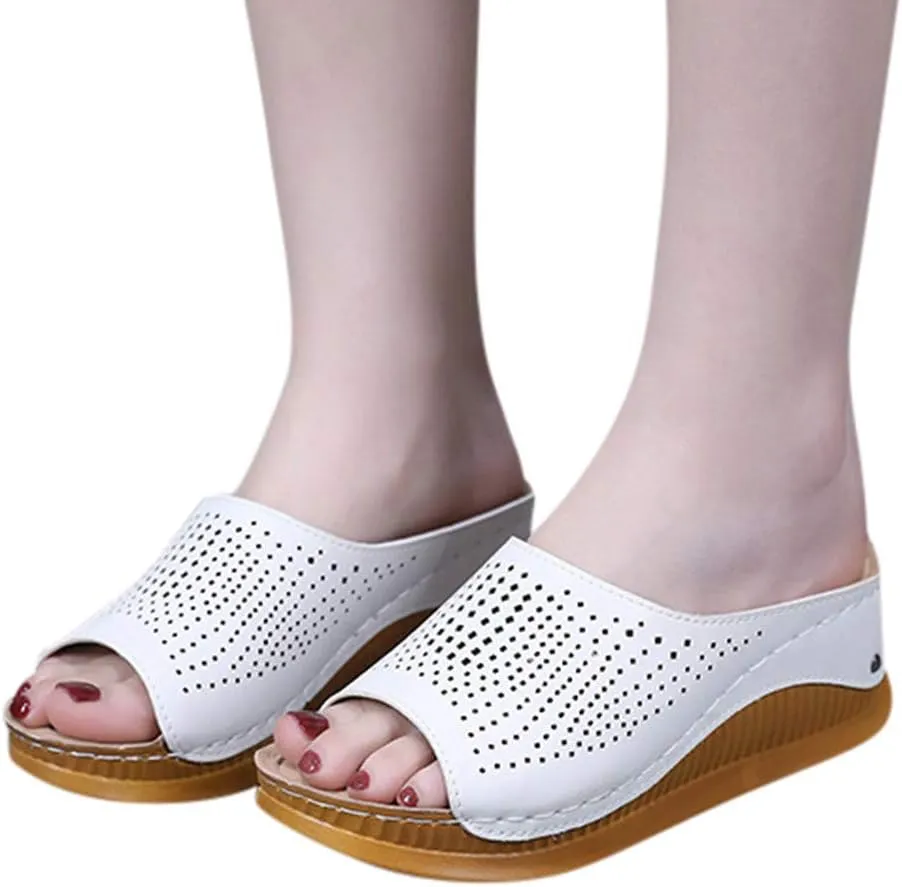 Womens Slippers Fuzzy Memory Foam Suede Plush Shoes Wedges Women's Hollow Fashion Fish Shoes Mouth Slippers