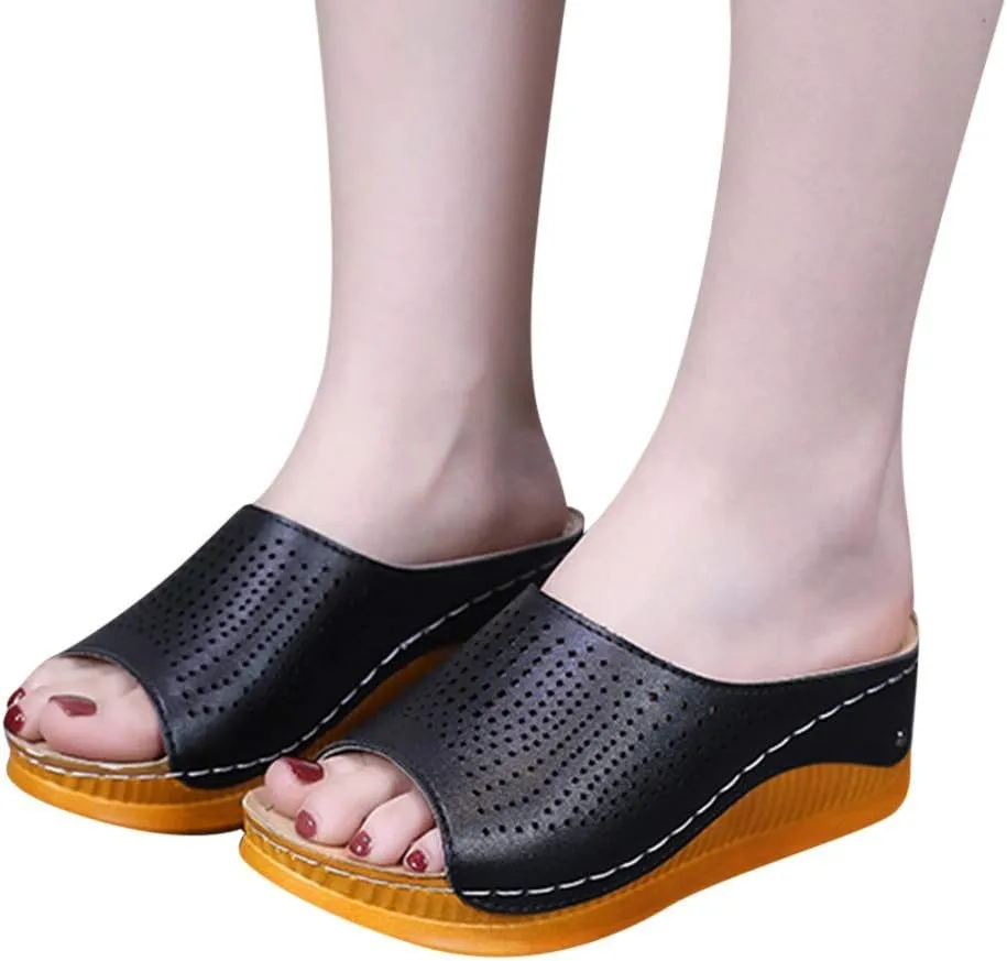 Womens Slippers Fuzzy Memory Foam Suede Plush Shoes Wedges Women's Hollow Fashion Fish Shoes Mouth Slippers