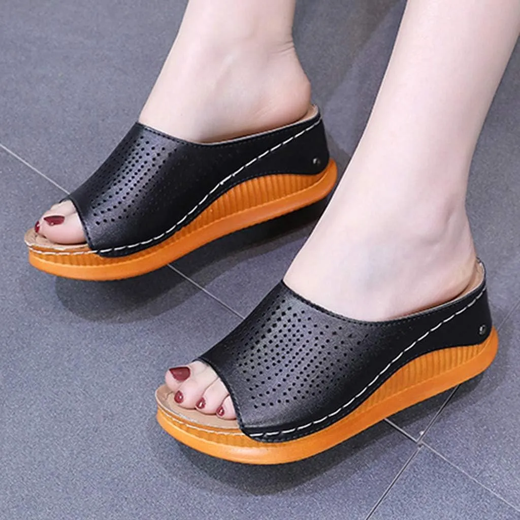 Womens Slippers Fuzzy Memory Foam Suede Plush Shoes Wedges Women's Hollow Fashion Fish Shoes Mouth Slippers