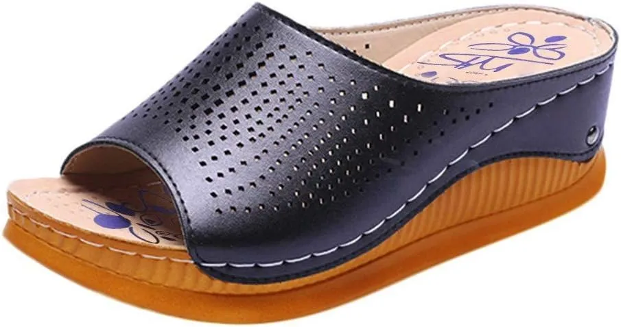 Womens Slippers Fuzzy Memory Foam Suede Plush Shoes Wedges Women's Hollow Fashion Fish Shoes Mouth Slippers