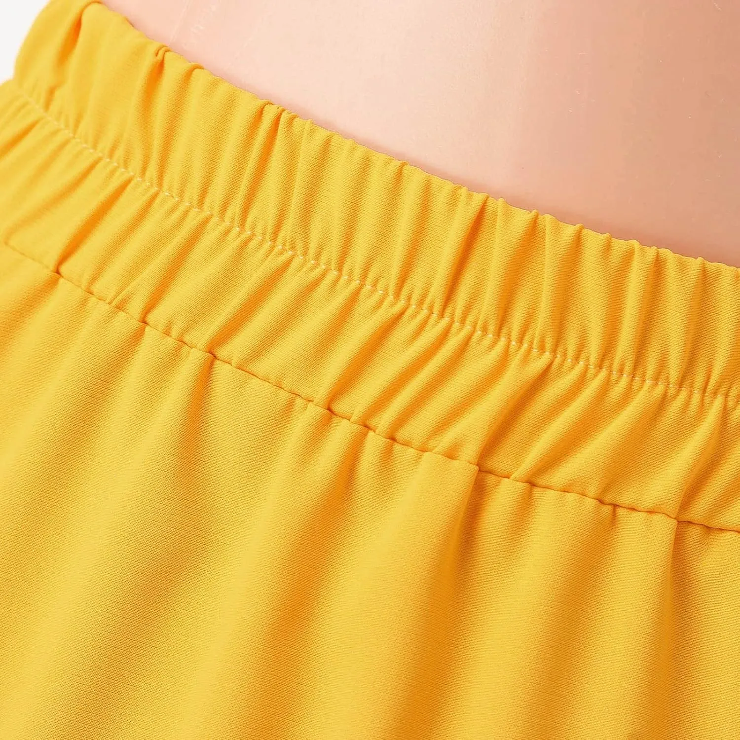 Women's Solid Color Pleated Long Skirt Casual Elastic High Waist Maxi Skirt Mopping Floor Length Skirt