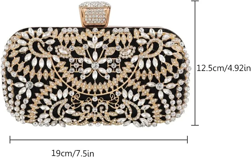 Womens Sparkly Rhinestone Clutch Purse Vintage Luxury Evening Bag Handbag for Wedding Cocktail Party Prom