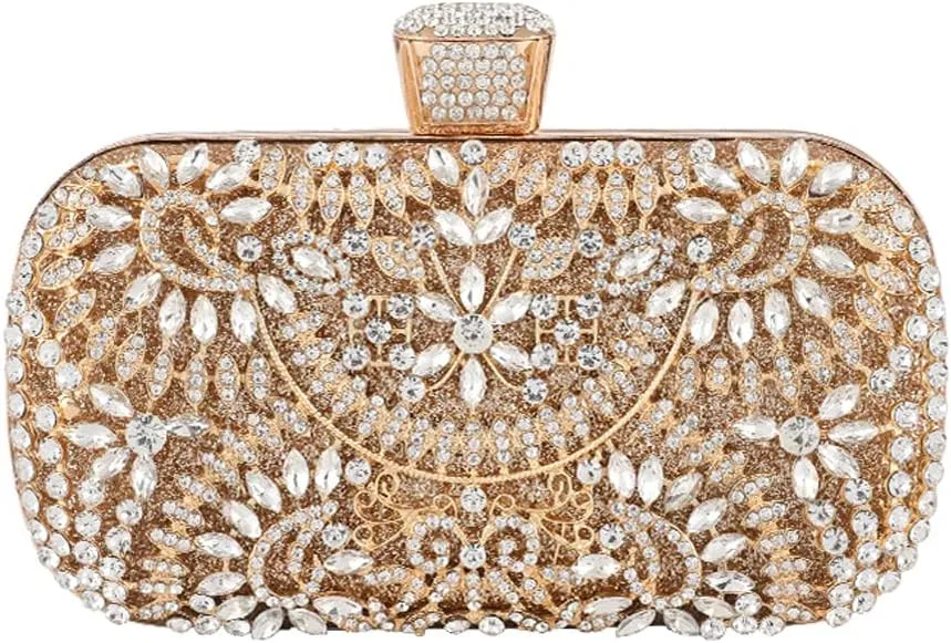 Womens Sparkly Rhinestone Clutch Purse Vintage Luxury Evening Bag Handbag for Wedding Cocktail Party Prom