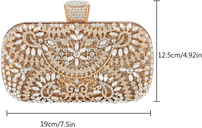 Womens Sparkly Rhinestone Clutch Purse Vintage Luxury Evening Bag Handbag for Wedding Cocktail Party Prom