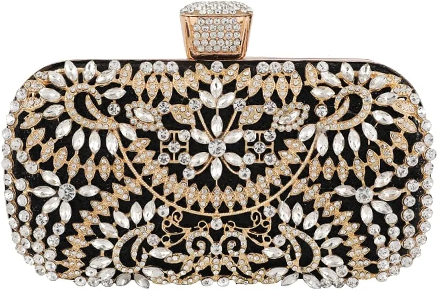 Womens Sparkly Rhinestone Clutch Purse Vintage Luxury Evening Bag Handbag for Wedding Cocktail Party Prom