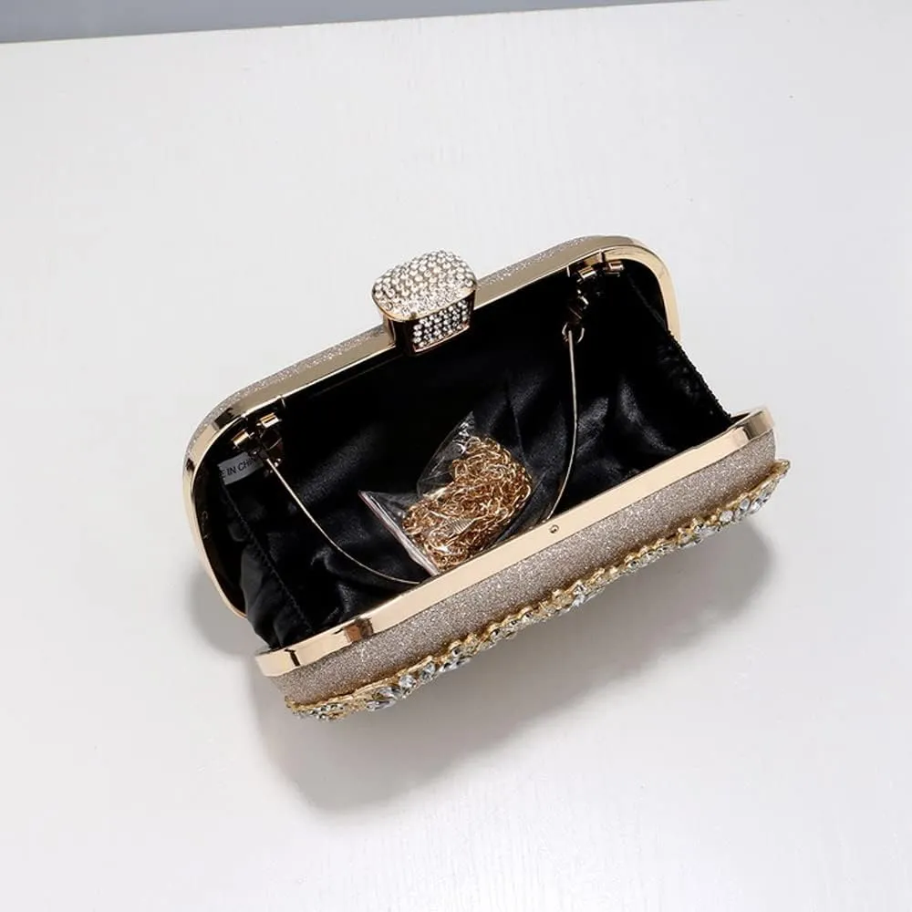 Womens Sparkly Rhinestone Clutch Purse Vintage Luxury Evening Bag Handbag for Wedding Cocktail Party Prom