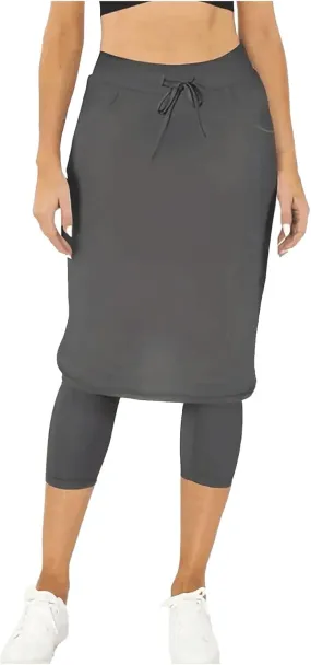 Womens Tennis Skirt with Capri Leggings High Waisted Drawstring Casual Skirts Athletic Knee Length Skorts with Pockets