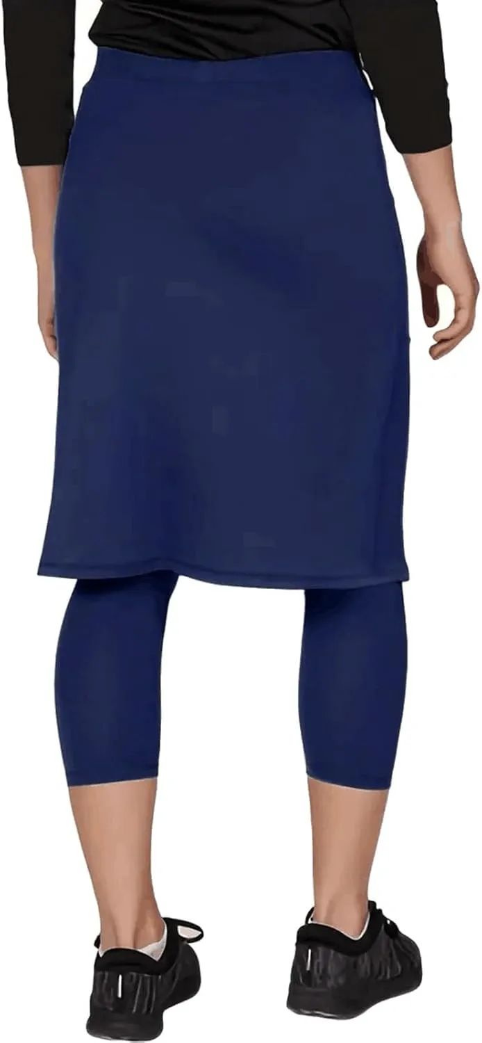 Womens Tennis Skirt with Capri Leggings High Waisted Drawstring Casual Skirts Athletic Knee Length Skorts with Pockets