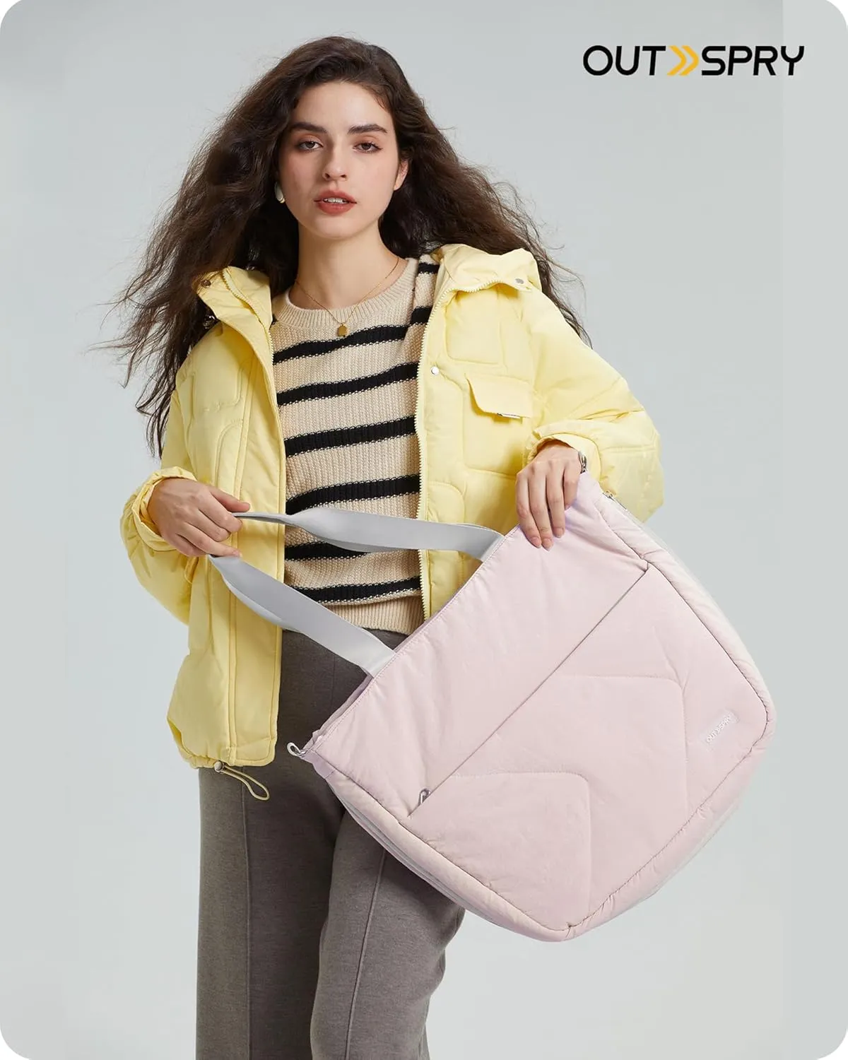 Womens Tote Bag with Zipper, Puffer Large Tote Bag 15.6" Laptop Tote Bag for Women with Trolley Sleeve