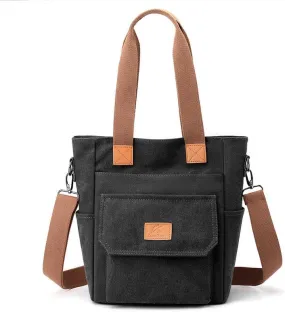 Womens Tote Handbags Vintage Purses Top-handle Satchel Shoulder Bag for Ladies with Zipper Work Shopping Travel Bag Black