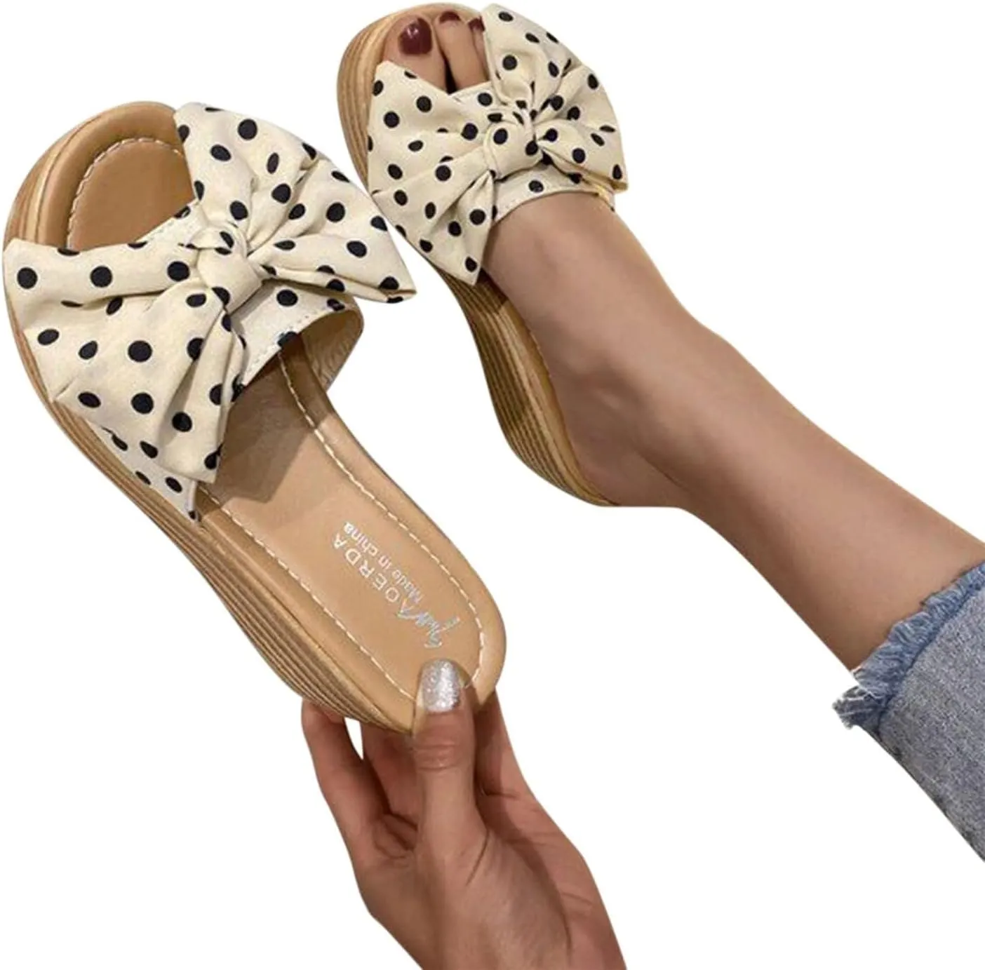 Women's Wedge Platform Sandals Open Toe Sponge Bow Thick Slippers Casual Summer Slip On Dressy Walking Classic Beach Wedding Slide Mules Vacation Travel Outdoor Roman Shoes Trendy Flip Flops