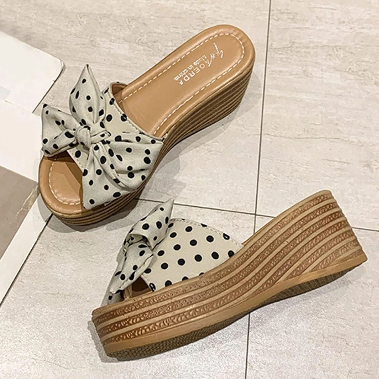 Women's Wedge Platform Sandals Open Toe Sponge Bow Thick Slippers Casual Summer Slip On Dressy Walking Classic Beach Wedding Slide Mules Vacation Travel Outdoor Roman Shoes Trendy Flip Flops