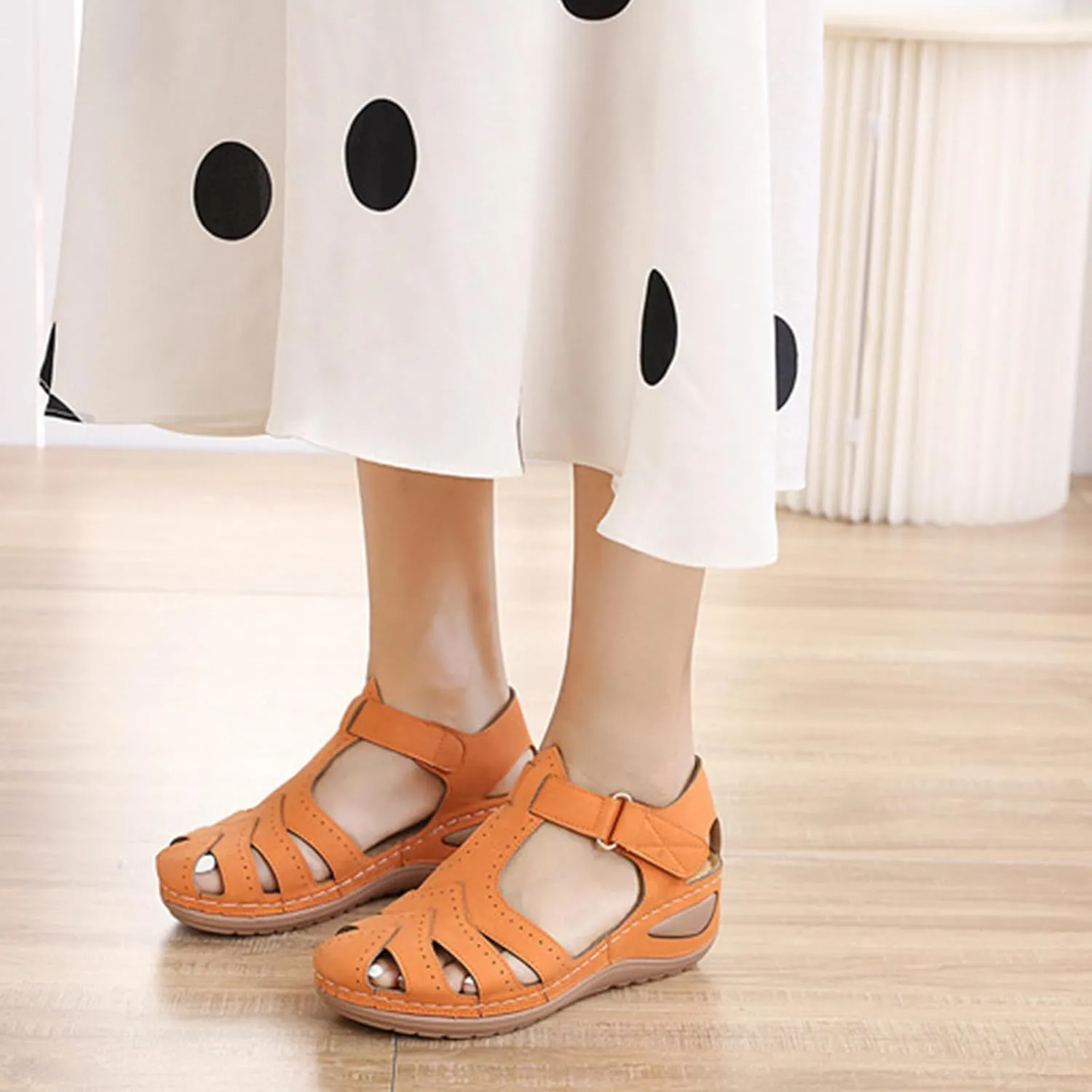 Women's Wedge Sandals Summer Closed Toe Sandals for Women Platform Dressy Wedge Sandal Casual Bohemia Gladiator Shoes Comfortable Ankle Strap Outdoor Sandal Breathable Lightweight Walking Shoes