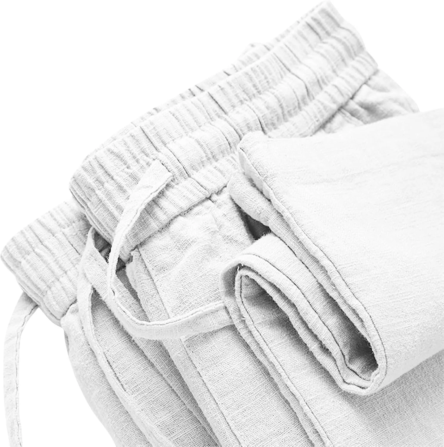 Women's Wide Leg Palazzo Capris Pants Linen Drawstring Cropped Pant Trousers Culottes Slacks Trouser Lounge Clothes