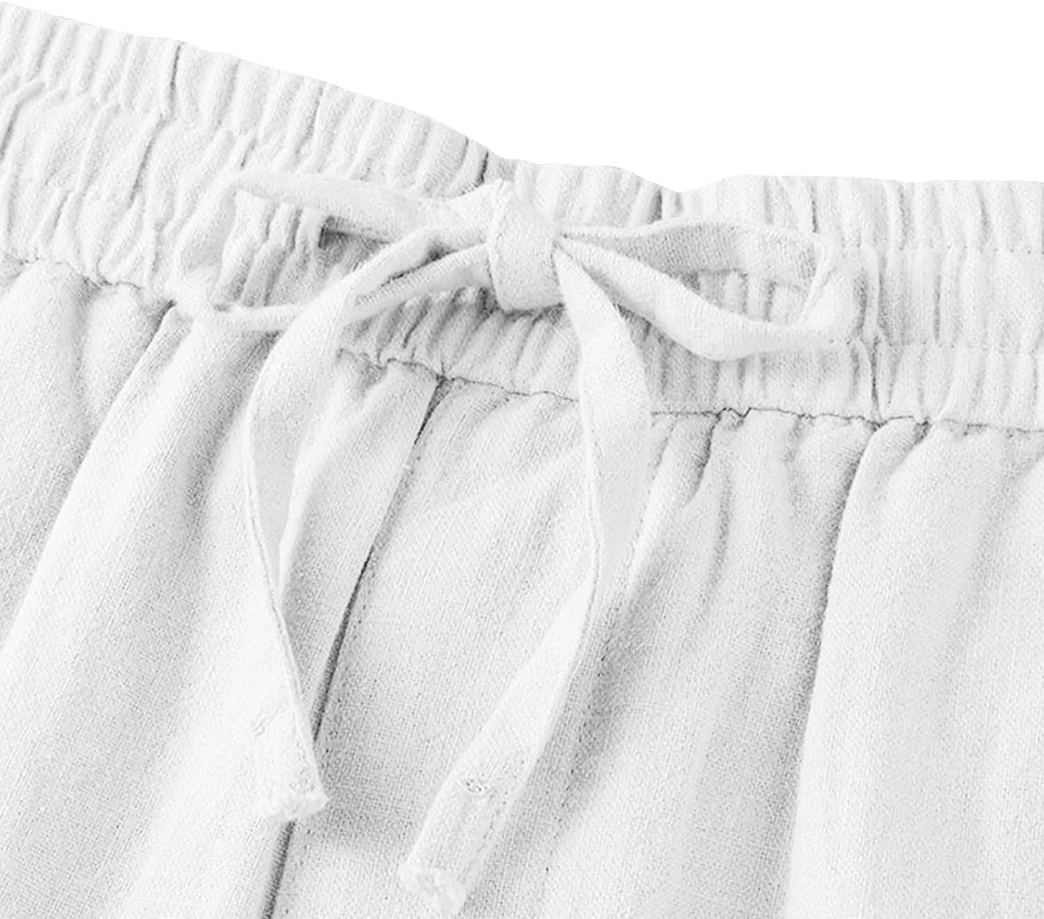 Women's Wide Leg Palazzo Capris Pants Linen Drawstring Cropped Pant Trousers Culottes Slacks Trouser Lounge Clothes