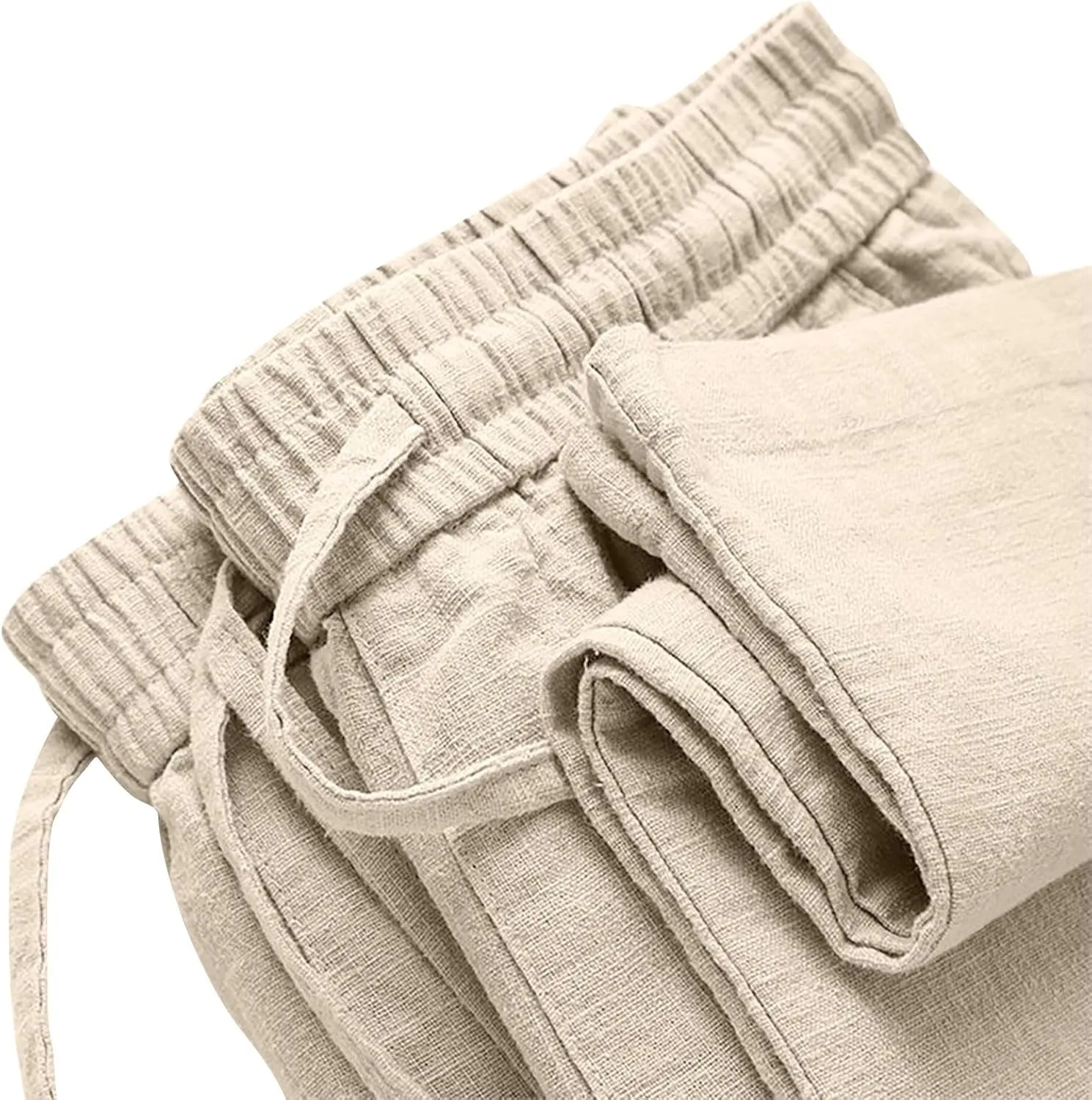 Women's Wide Leg Palazzo Capris Pants Linen Drawstring Cropped Pant Trousers Culottes Slacks Trouser Lounge Clothes