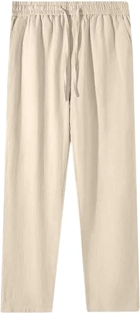 Women's Wide Leg Palazzo Capris Pants Linen Drawstring Cropped Pant Trousers Culottes Slacks Trouser Lounge Clothes