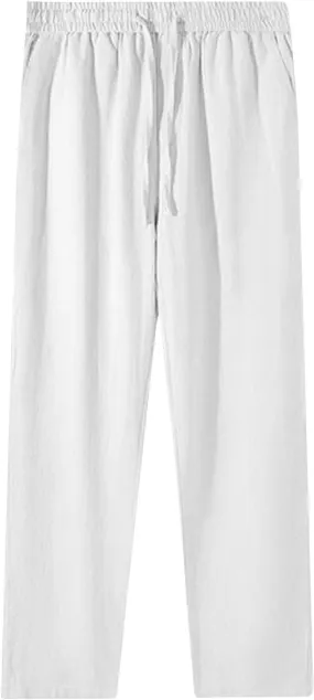 Women's Wide Leg Palazzo Capris Pants Linen Drawstring Cropped Pant Trousers Culottes Slacks Trouser Lounge Clothes