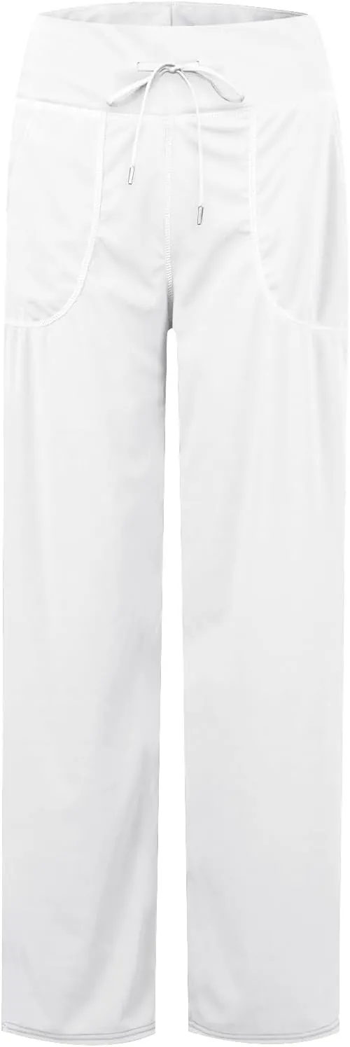 Womens Wide Leg Pants High Elastic Waisted Flare Yoga Pants with Pockets Lounge Pants Baggy Straight Leg Sweatpants