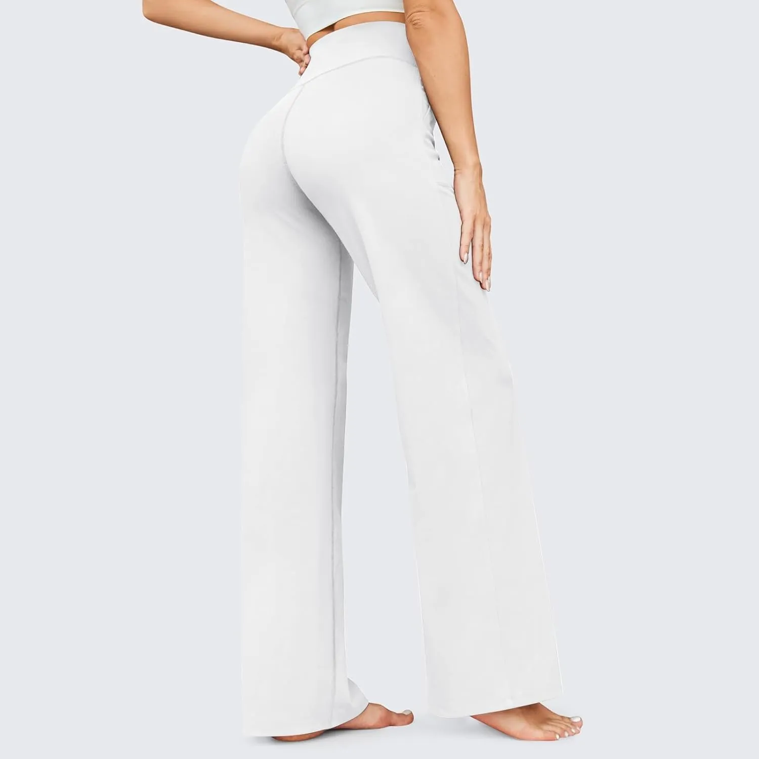 Womens Wide Leg Pants High Elastic Waisted Flare Yoga Pants with Pockets Lounge Pants Baggy Straight Leg Sweatpants