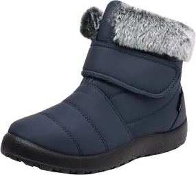 Womens Winter Snow Boots Warm Fur Lined Boots Waterproof Non Slip Outdoor Boot Hook Loop Fashion Womens Booties