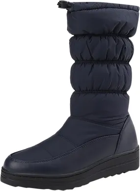 Womens Winter Snow Boots Warm Fur Lined Mid Calf Winter Booties Puffy Waterproof Slip On Lightweight Womens Boots
