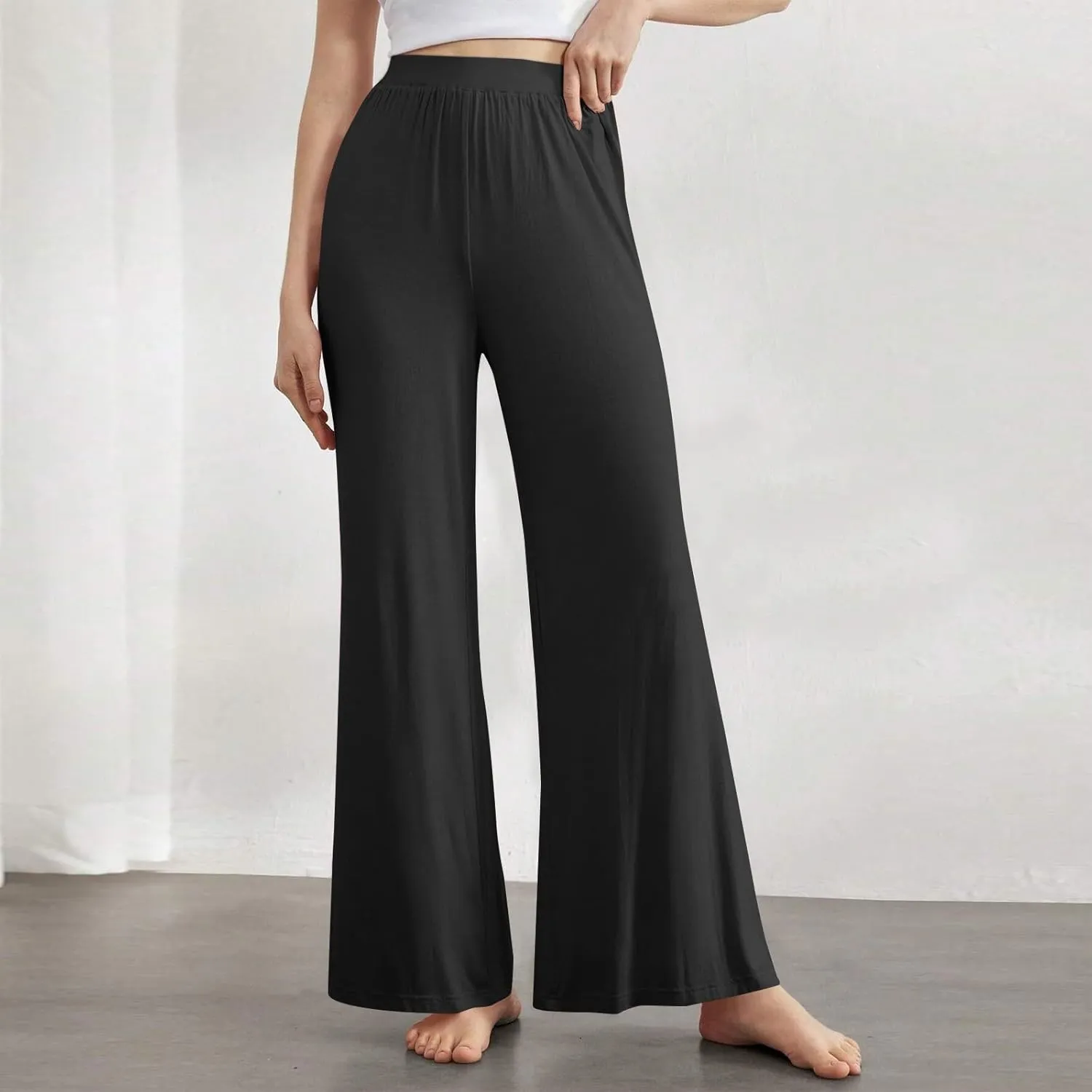 Womens Work Pants High Waisted Yoga Dress Pants Business Casual Office Stretchy Wide Leg Trousers with Pockets